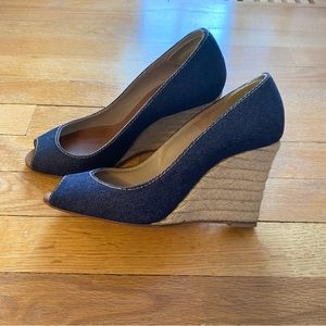 Louboutin Denim Espadrilles Wedges Heels